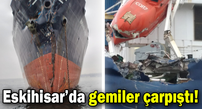 Eskihisar'da gemiler çarpıştı