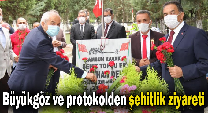 Başkan Büyükgöz ve protokolden şehitlik ziyareti