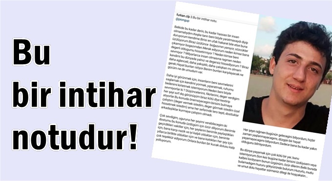 Darıcalı genç intihar notu bırakarak yaşamına son verdi!