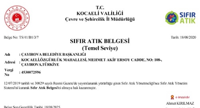 Çayırova Belediyesi 'Sıfır Atık Belgesi' aldı