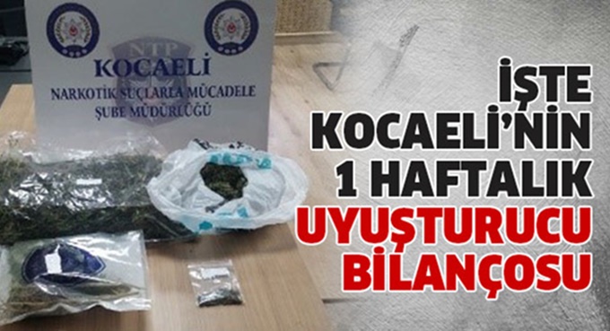 Kocaeli'nin bir haftalık uyuşturucu bilançosu