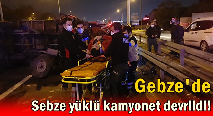 Sebze yüklü kamyonet devrildi!