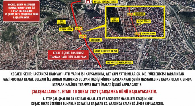 Şehir Hastanesi Tramvay Hattı için yol kapatılacak