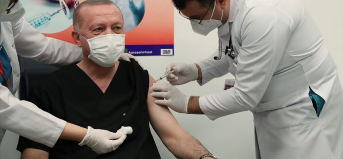 Erdoğan, Kovid-19 aşısının ikinci dozunu yaptırdı
