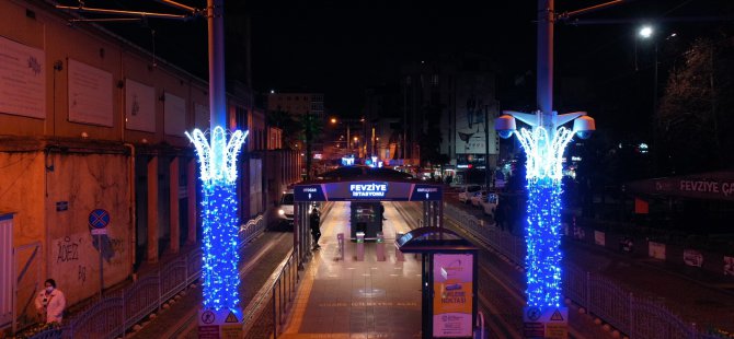 Tramvay güzergahı ışıl ışıl