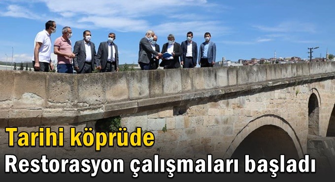 Tarihi köprüde restorasyon çalışmaları başladı