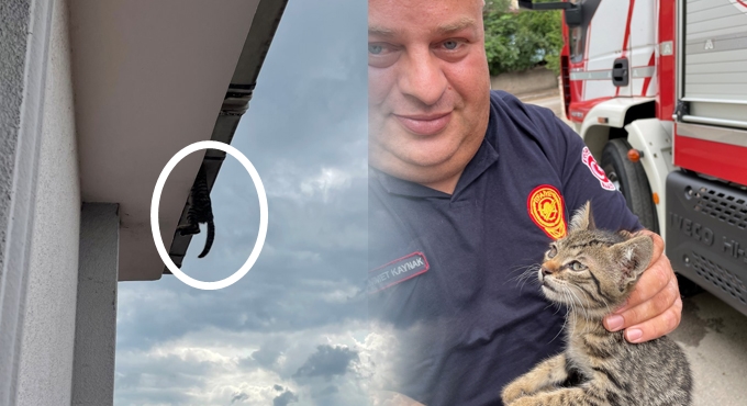 Çatıya asılı kaldı, Büyükşehir ekipleri zamanla yarıştı