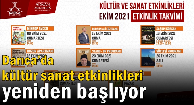 Darıca’da kültür sanat etkinlikleri yeniden başlıyor