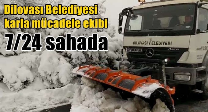 Dilovası Belediyesi, karla mücadele ekibi 7/24 sahada
