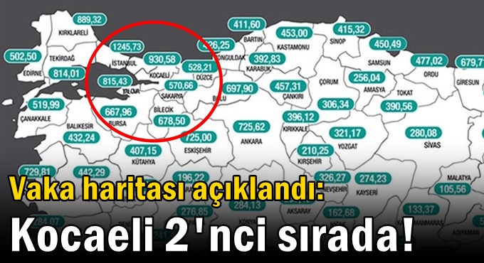 Vaka haritası açıklandı: Kocaeli 2'nci sırada!