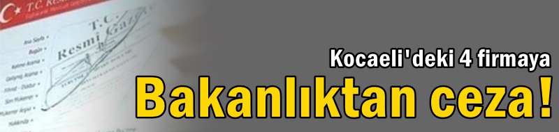 Kocaeli'deki 4 firmaya Bakanlıktan ceza!