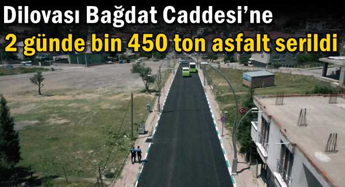 Dilovası Bağdat Caddesi’ne 2 günde bin 450 ton asfalt serildi