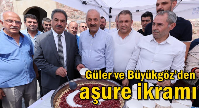 Kaymakam Güler ve Başkan Büyükgöz’den aşure ikramı