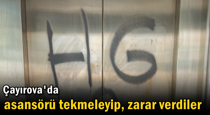 Asansörü boyayıp kapısını tekmeleyerek, zarar verdiler