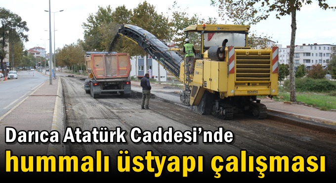 Darıca Atatürk Caddesi’nde hummalı üstyapı çalışması