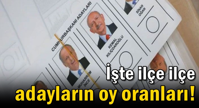 İşte ilçe ilçe adayların oy oranları!