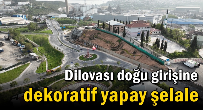 Dilovası doğu girişine dekoratif yapay şelale