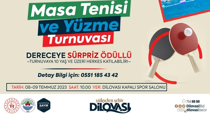 Dilovası’nda ödüllü masa tenisi ve yüzme turnuvası