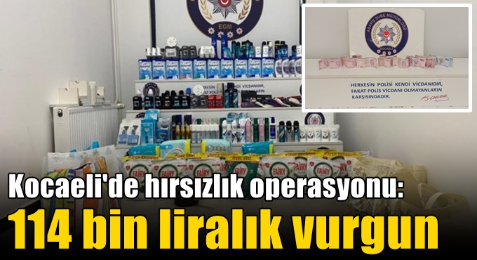 Kocaeli'de hırsızlık operasyonu: 114 bin liralık vurgun