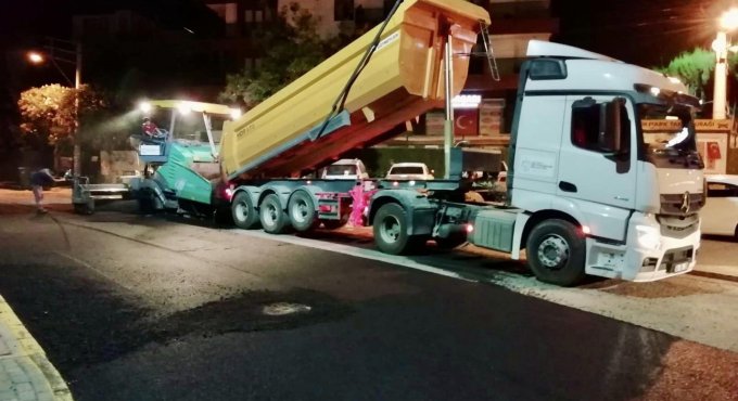 Körfez’de asfaltta gece mesaisi