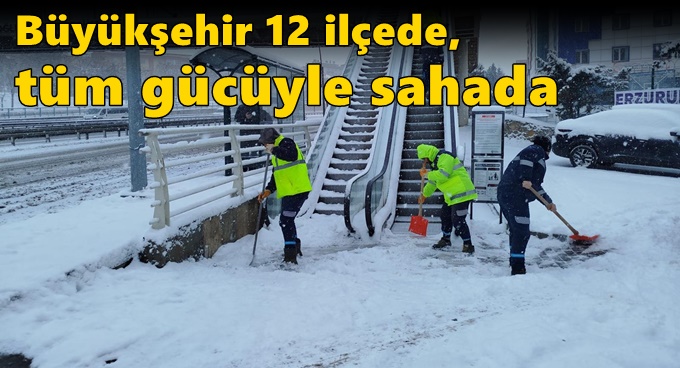 Büyükşehir 12 ilçede, tüm gücüyle sahada