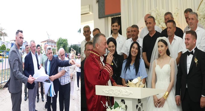 Büyükakın'dan hafta sonu mesaisi;  Düğüne gitti, proje inceledi, vatandaşla sohbet etti