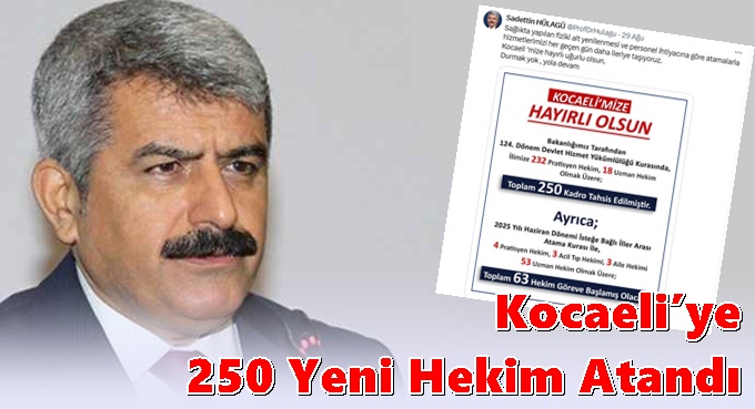Kocaeli’ye 250 Yeni Hekim Atandı