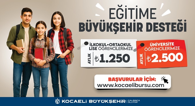 BÜYÜKŞEHİR'DEN EĞİTİME BÜYÜK DESTEK!    İlkokul, ortaokul, lise öğrencilerine aylık 1.250 TL,  üniversite öğrencilerine aylık 2.500 TL destek