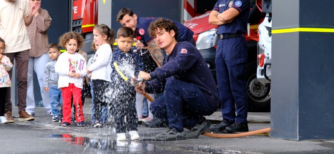 Lokomotifin miniklerinden itfaiye ziyareti