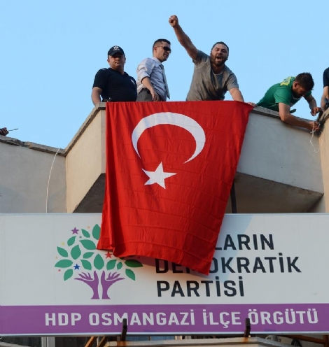 HDP İl binasını basıp bayrak astılar