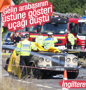 Gelin arabası üstüne uçak düştü