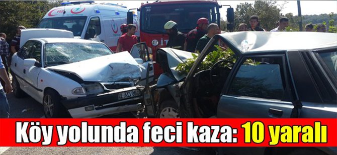 Köy yolunda feci kaza: 10 yaralı