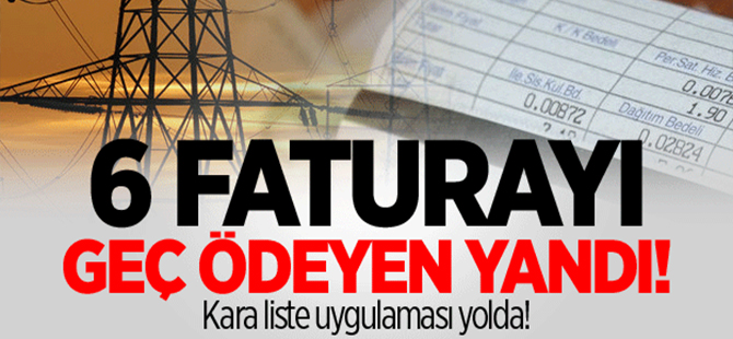 Elektrikte 6 faturayı geç ödeyenlere 'kara liste' uygulaması!