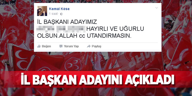 Kemal Köse İl Başkan adayını açıkladı