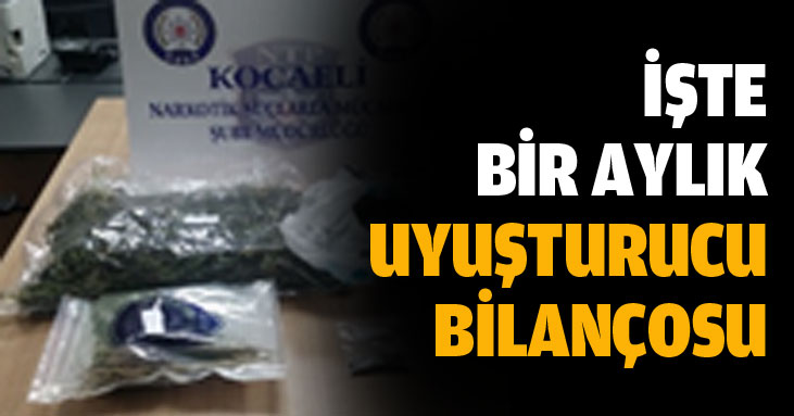 Kocaeli'de ki bir aylık uyuşturucu bilancosu