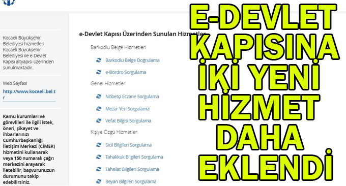 e-Devlet kapısına iki yeni hizmet daha eklendi