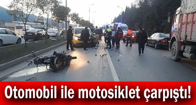 Otomobil ile motosiklet çarpıştı!