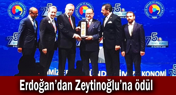 Erdoğan'dan Zeytinoğlu'na ödül