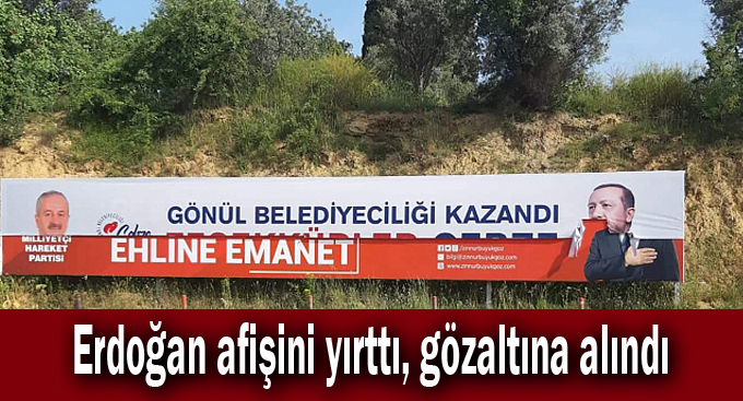 Gebze'de Cumhurbaşkanının afişine çirkin saldırı!