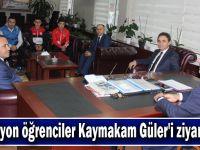 Şampiyon öğrenciler Kaymakam Güler'i ziyaret etti