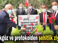 Başkan Büyükgöz ve protokolden şehitlik ziyareti