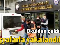 Gebze'de okuldan çaldıklarıyla eşyalarla birlikte yakalandılar