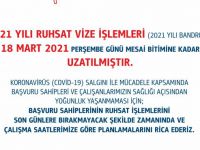 2021 yılı ruhsat vize işlem tarihi 18 Mart’a uzatıldı