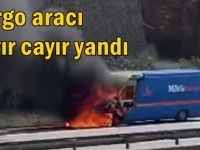 Kargo aracı cayır cayır yandı