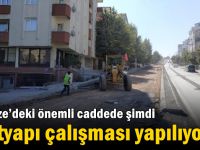 Gebze’deki önemli caddede şimdi üstyapı çalışması yapılıyor