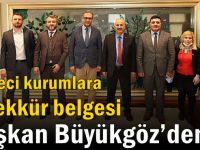 Çevreci kurumlara teşekkür belgesi Başkan Büyükgöz’den