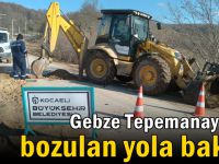 Gebze Tepemanayır’da bozulan yola bakım