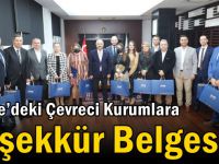 Gebze’deki Çevreci Kurumlara Teşekkür Belgesi