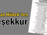 Hakan Höbek'ten teşekkür