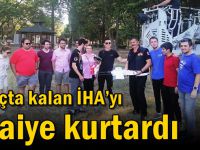 Ağaçta kalan İHA’yı itfaiye kurtardı